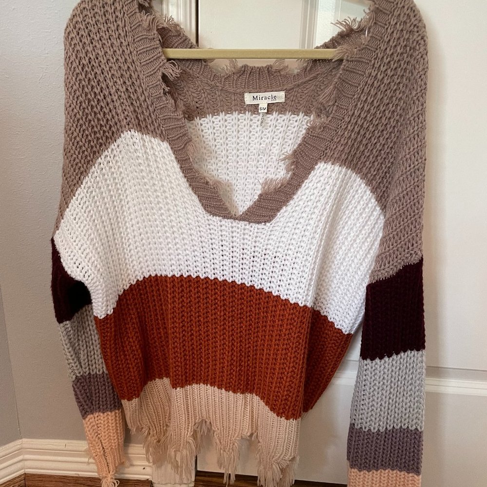 Off the shoulder fringe sweather